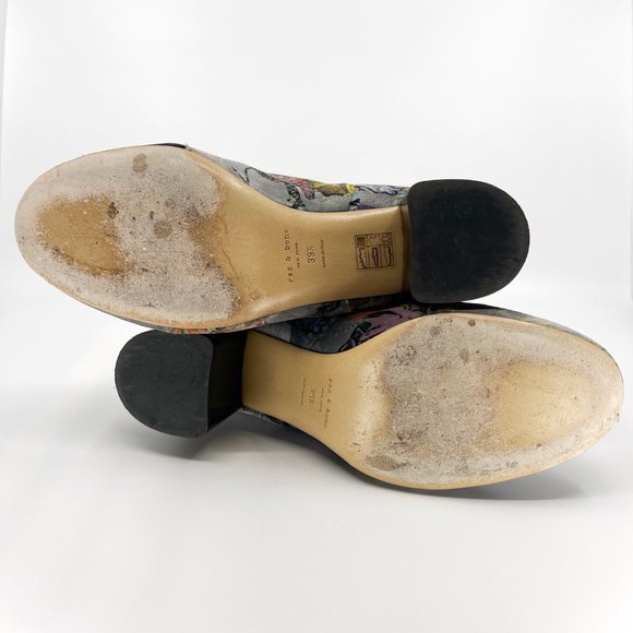 RAG & BONE Drea Floral Velvet Ankle Boot Size 39.5 US 9.5 Box/Dust Cover Italy - Picture 4 of 11